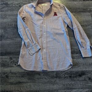 Duck Head Men’s Small Red & White Gingham Button-Down Alabama Logo Embroidered